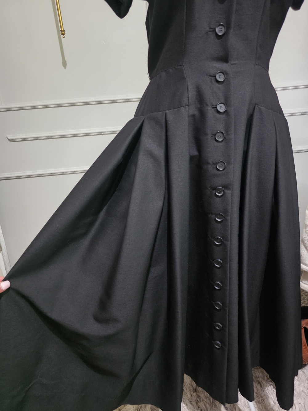 Vintage Christian Dior new York Black Midi Dress with White - Picture 14 of 16